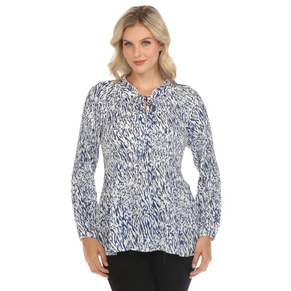 Women's Printed Peasant Chiffon Blouse - Picture 1 of 6